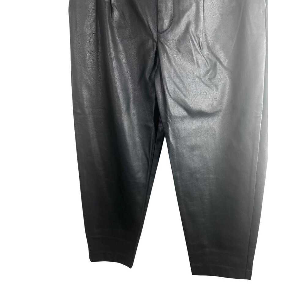 Banana Republic Womens Black Vegan Leather Tapered Leg Ankle Pants Pleated 8 - Picture 7 of 15